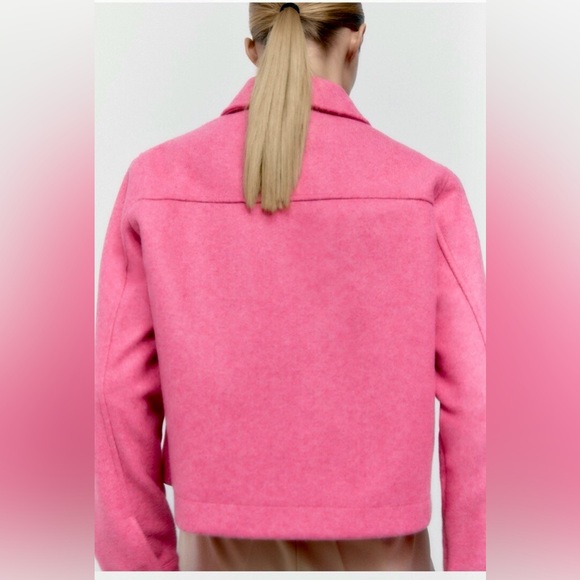 Zara Metal Button Cropped Jacket Pink - Picture 3 of 14
